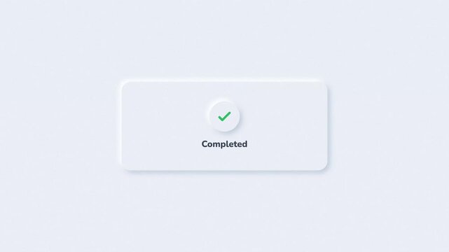 Neumorphic Mobile UI Progress Bar to Completed Checkmark