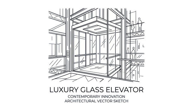Luxury Glass Elevator Architectural Sketch - Contemporary Innovation