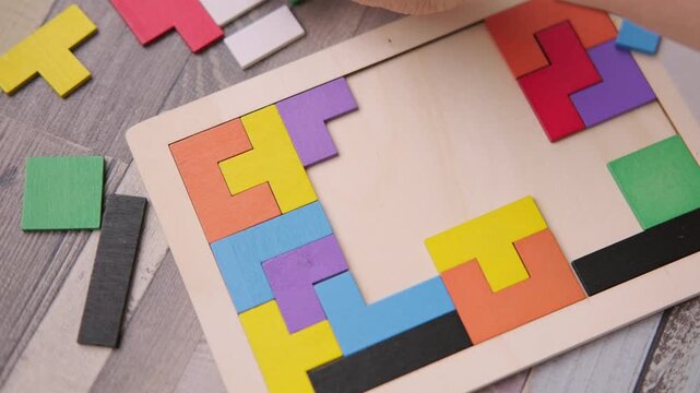 colorful wooden geometric shapes intellectual puzzle, therapy cognitive training, dementia aid, brain health, puzzle pieces, occupational therapy, logical thinking, mental exercise, elderly activity