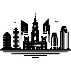 Obraz premium Wales Cities Skyline Vector Icon