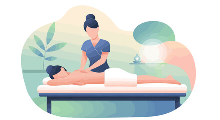 Fototapeta premium Massage therapist giving a relaxing back massage.