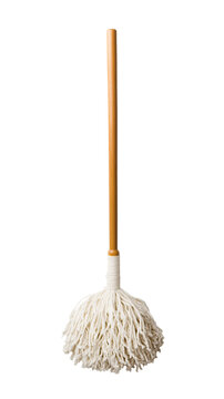 Classic string mop with a natural wooden handle and thick absorbent cotton strands ready for deep cleaning chores&nbsp;