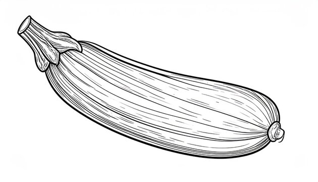 Single long zucchini squash line art drawing.