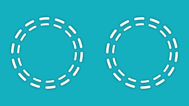White dashed circle abstract shape on cyan background
