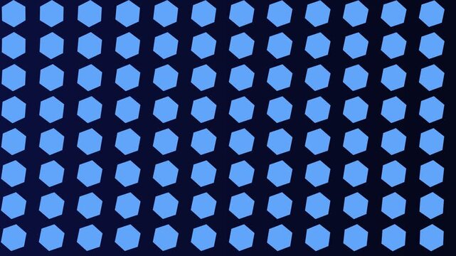 Repeating pattern of light blue hexagons on a dark gradient, geometric honeycomb shape layout, modern graphic texture design element for abstract branding layouts.