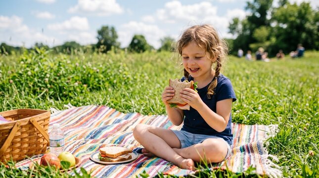 young girl eating a sanduich