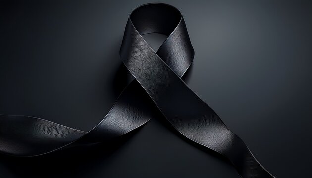 black mourning ribbon with a dark background created with generative ai technology
