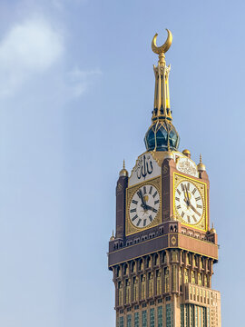 Mecca, Saudi Arabia &ndash; January 2026: Close Up View of the Abraj Al Bait Clock Tower