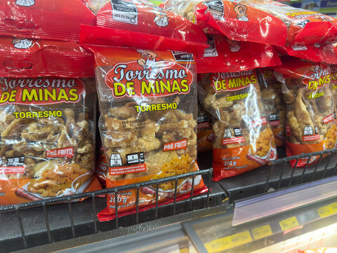 Torresmo de Minas Brazilian fried pork snacks on store shelf