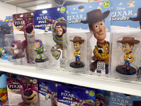 Disney Pixar toy figures collection shelf display