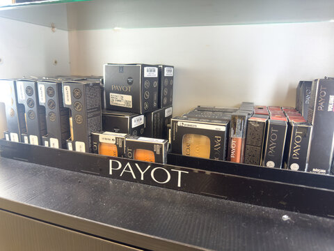 Payot skincare product display shelf retail
