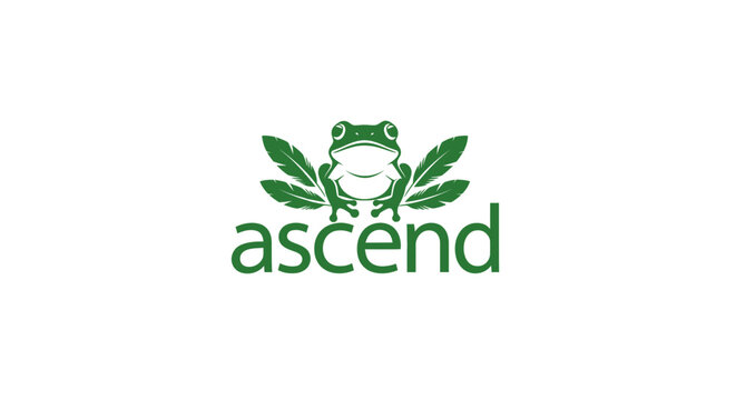 Green frog logo with leaves and text ascend.