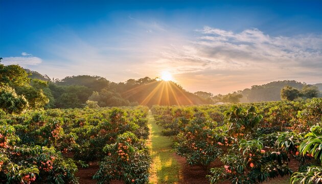 sunrise in maoming litchi production area guangdong