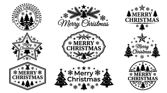 Black Christmas seals and labels.
