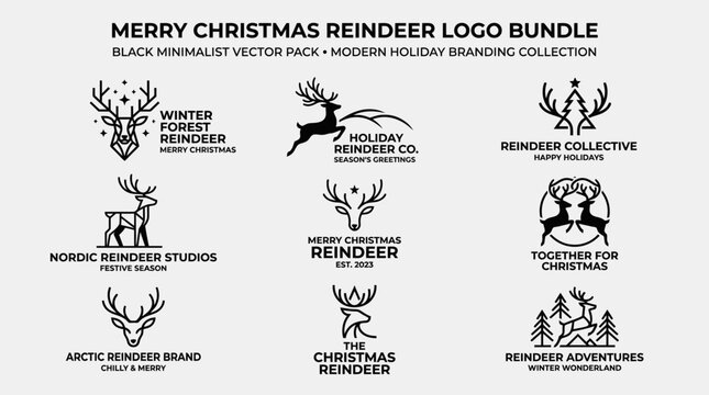 Christmas Reindeer Logo Designs Collection.