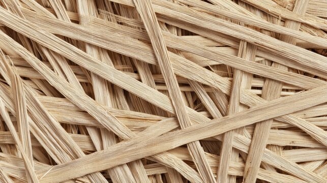 Full Frame Washed Up Straw Textured Background with Natural Fibers, Dry Organic Surface Pattern, Rustic Agricultural Residue, Abstract Rural Backdrop and Earthy Material Detail