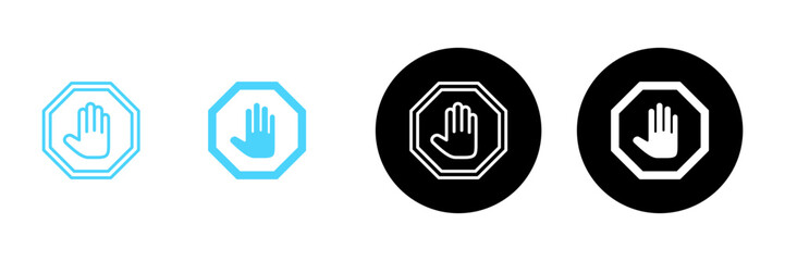 Obraz premium Stop icon vector. stop road sign. hand stop sign and symbol. Do not enter stop red sign with hand