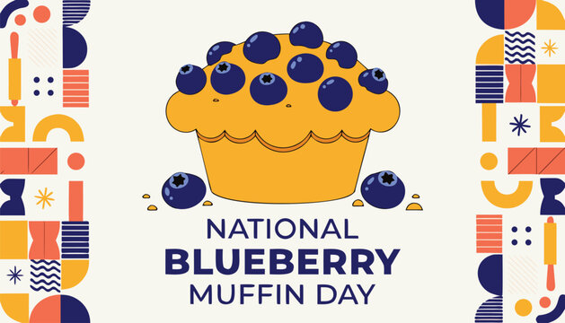 Delicious blueberry muffin illustration celebrating the national blueberry muffin day event