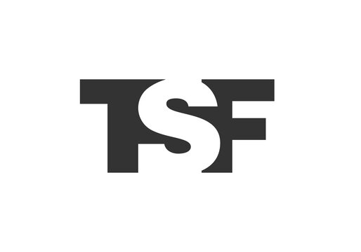 TSF logo design. Initial letter T S F bold font style for tech startups, consulting, corporate branding. Creative company name, headlines typography identity, trendy logotype.