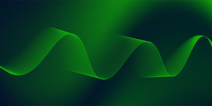Abstract background of blue and green gradient color, wavy lines pattern. Shiny green modern lines. Futuristic technology concept. Vector illustration
