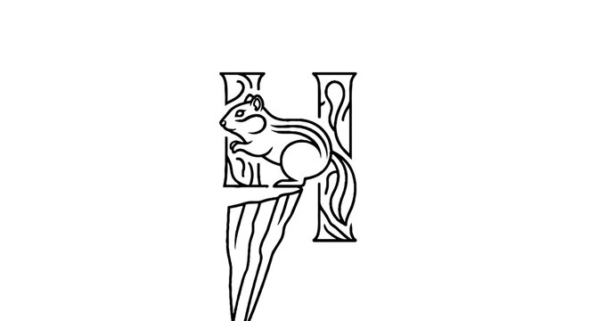 Illustrated squirrel perched on stylized letter I.
