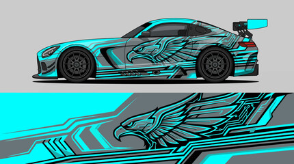 Eagle decorated sports car side view. © Gakih