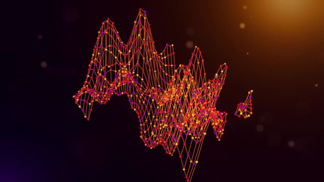 Animated Africa map reveal built from neural network connections and colorful data nodes with connected intelligence text over a glowing purple and orange bokeh technology background.