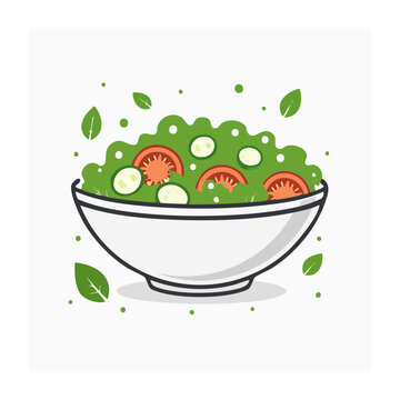 Flat design illustration of a salad bowl with vegetables