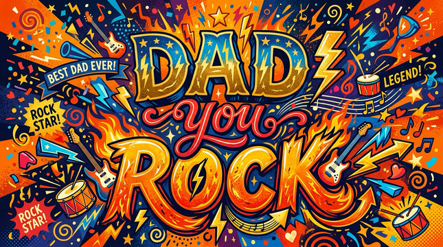 Dad You Rock Typography Artwork