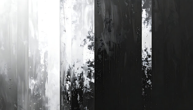 Abstract monochrome vertical stripes with distressed grainy texture, rustic weathered finish