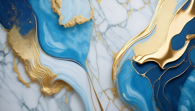 Luxurious Light Blue And Gold Marble Background