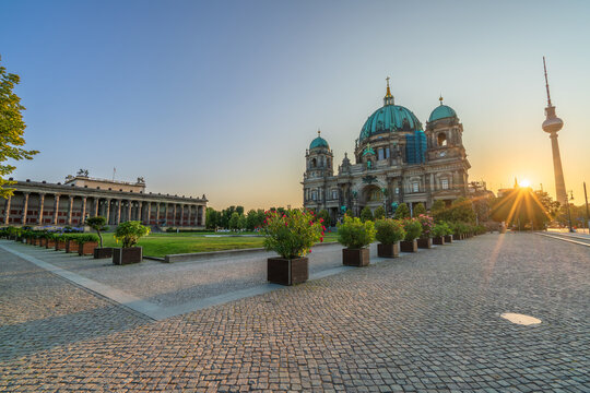Berlin Cathedral at sunrise on the Museum Island in Berlin, Germany