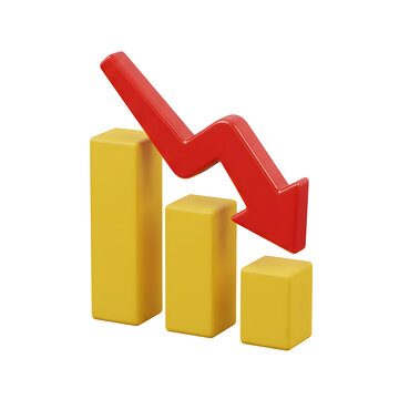 3D decreasing graph with arrow