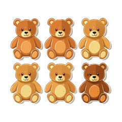 Obraz premium Cartoon Teddy Bear Illustration Set