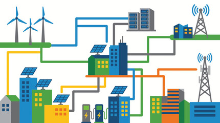 Obraz premium Sustainable Energy Smart City Digital Infrastructure