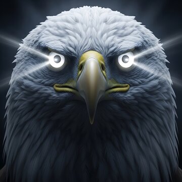 Fierce Eagle Portrait with Intense Gaze and Bright Eyes.