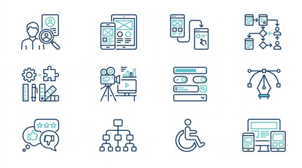 Fototapeta premium Collection of modern flat design icons for web and mobile development.