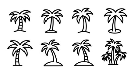 Fototapeta premium Minimalist Black and White Palm Tree Icon Set for Summer Travel Design