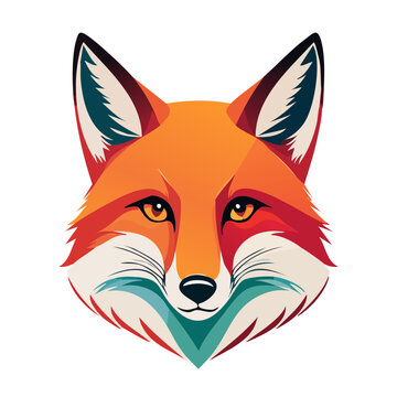 Colorful Fox Face Flat Design Illustration