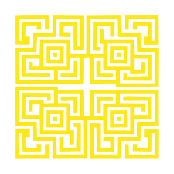 Yellow Greek Key Pattern on White Background