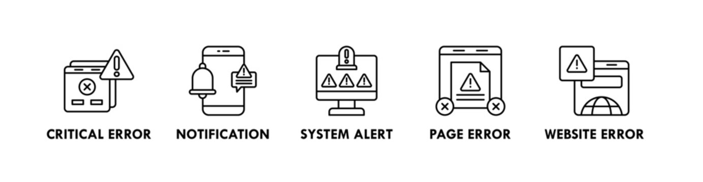 Error Pages banner web icon illustration concept with icon of critical , notification, system alert, page, and website
