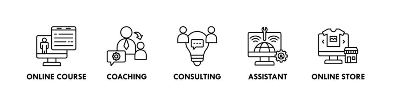 Side Hustle banner web icon illustration concept with icon of online course, coaching, consulting, assistant, and online store