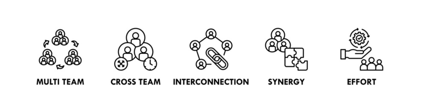 Coalition banner web icon illustration concept with icon of multi team, cross team, interconnection, synergy, and effort