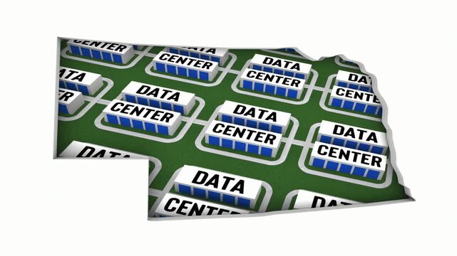 Nebraska NE Map Data Centers Building Development State Law Ban Regulation 3d Animation