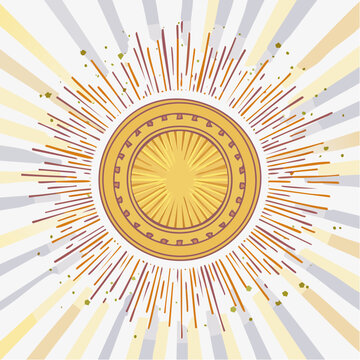 Stylized Sunburst with Geometric Center