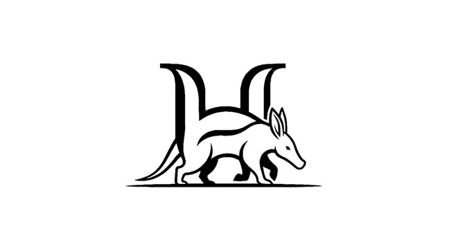Minimalist Aardvark Logo Design in Black and White.