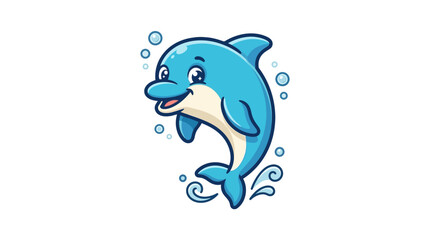 Fototapeta premium Cute Dolphin Cartoon Vector Illustration