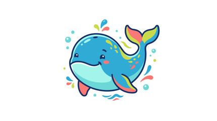 Naklejka premium Cute Blue Whale Vector Illustration