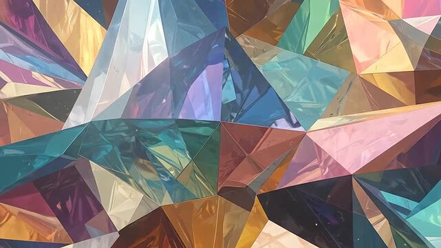 Vibrant low poly geometric background with colorful crystal facets