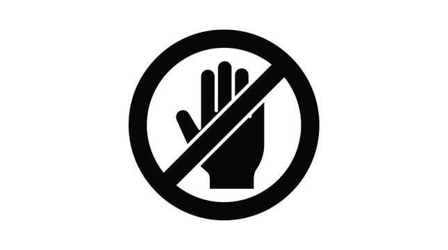 prohibited hand gesture silhouette forbidden sign symbol warning circle slash black white